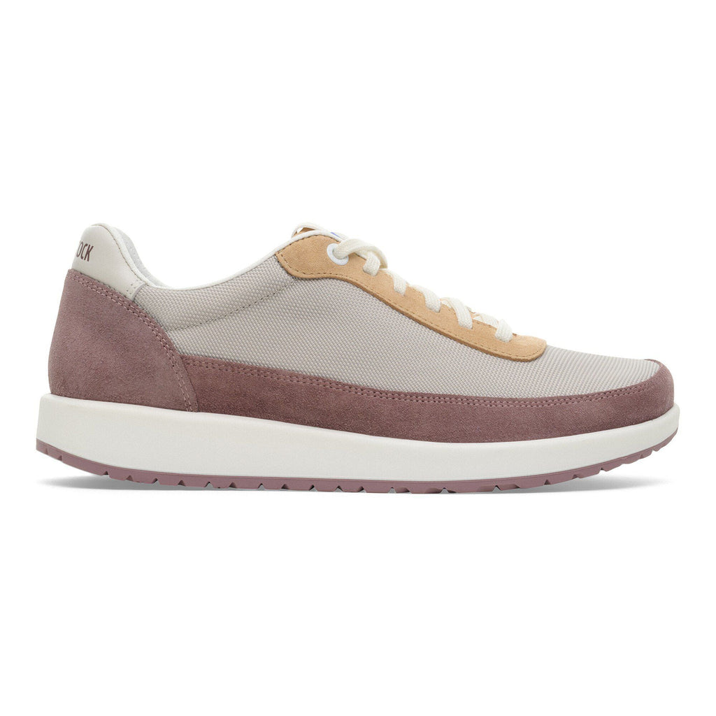 Birkenstock Honnef low-top lace-up sneaker with suede and mesh upper on white sole
