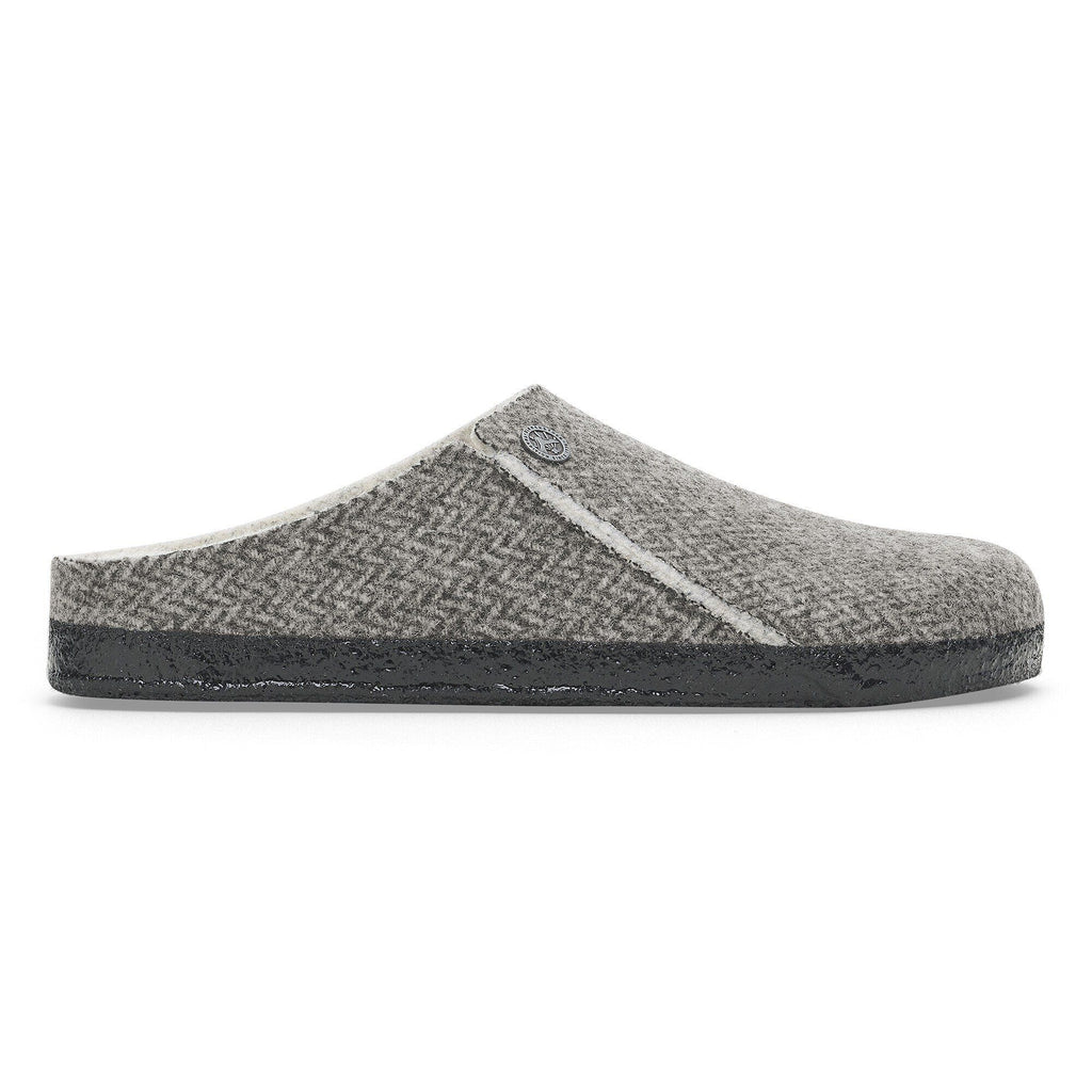 Birkenstock Zermatt clog slipper in herringbone wool with shearling lining and dark outsole