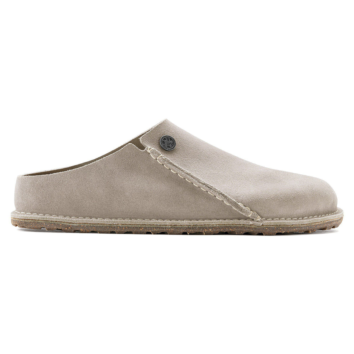 Birkenstock Zermatt 365 Premium suede clog mule with closed toe and textured sole, side view