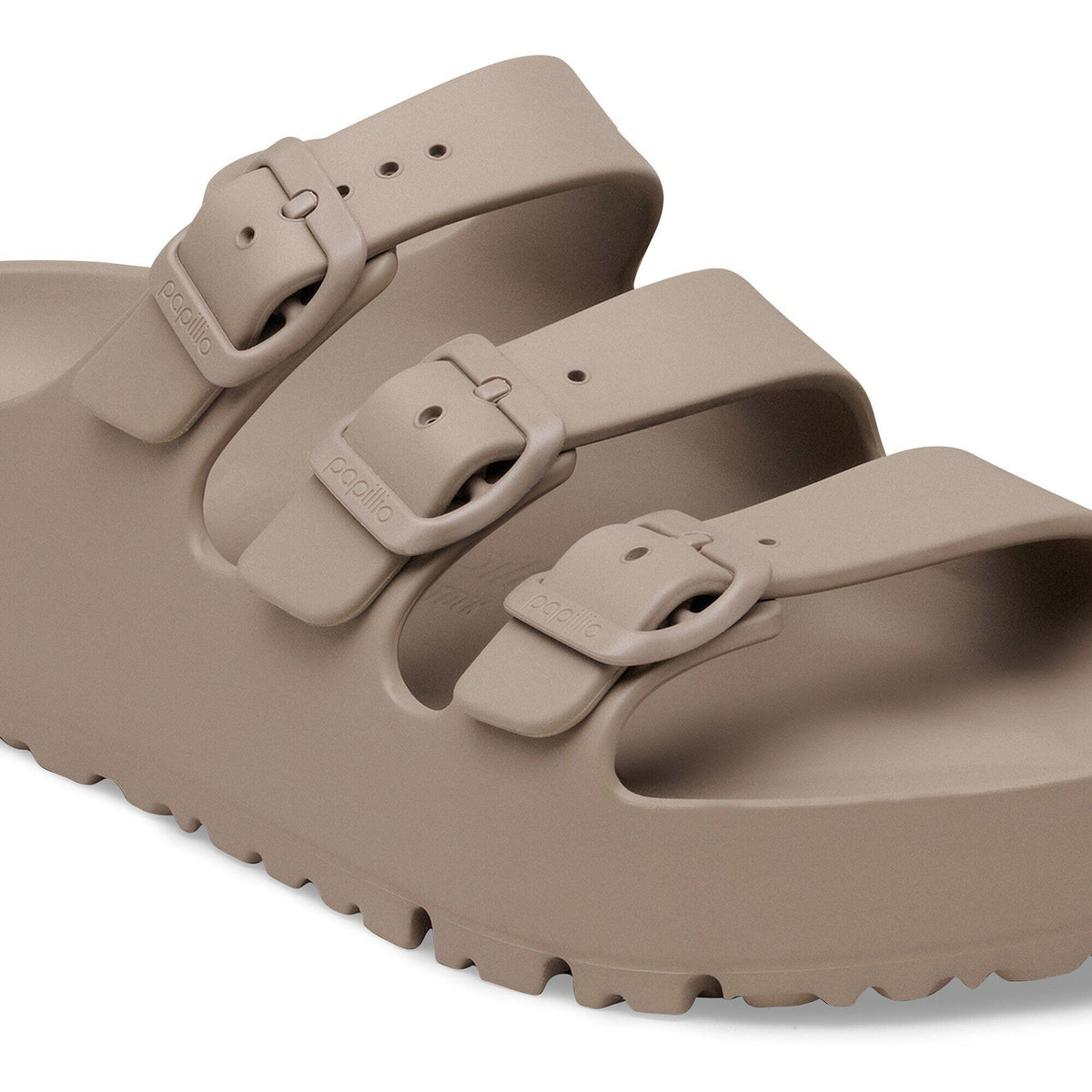 Birkenstock Papillio three-strap EVA platform sandal with adjustable buckles and chunky lug sole