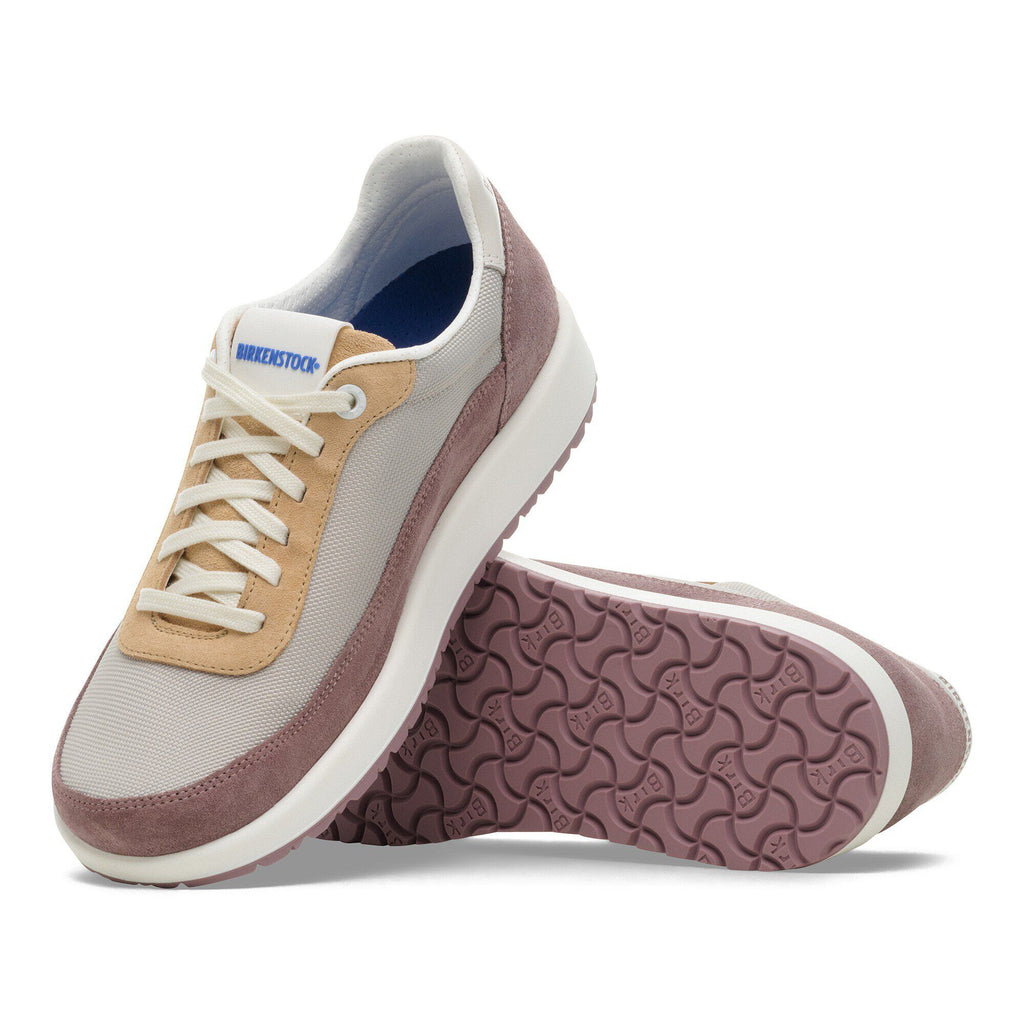 Birkenstock Honnef sneaker pair showing side profile and patterned sole on white background