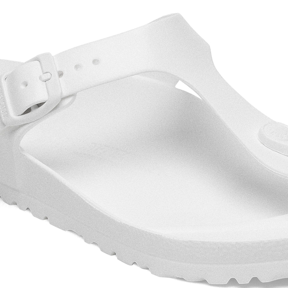Birkenstock Gizeh EVA thong sandal with buckle strap and contoured footbed, close-up view