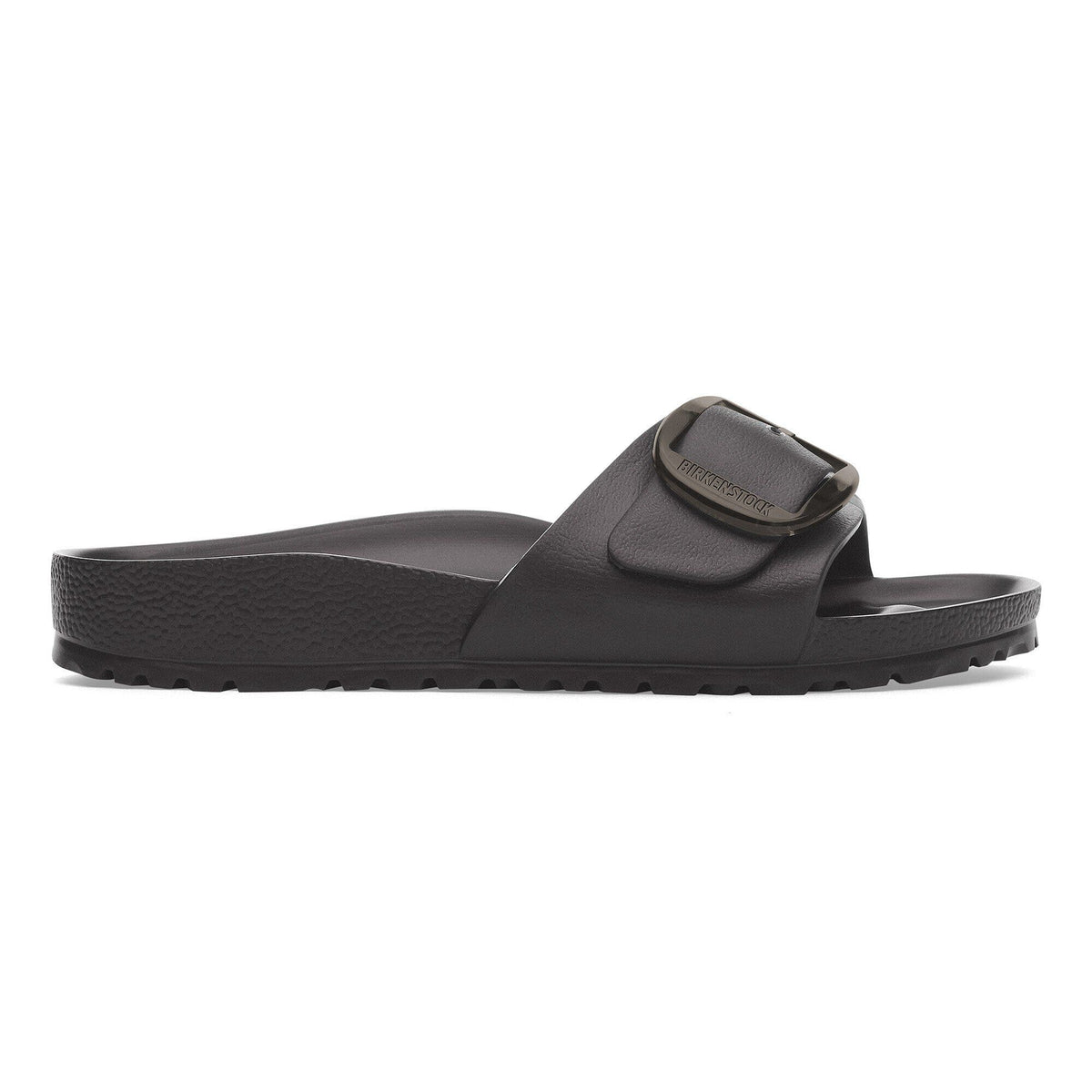 Birkenstock Madrid Big Buckle EVA single-strap slide sandal with oversized buckle, lateral view