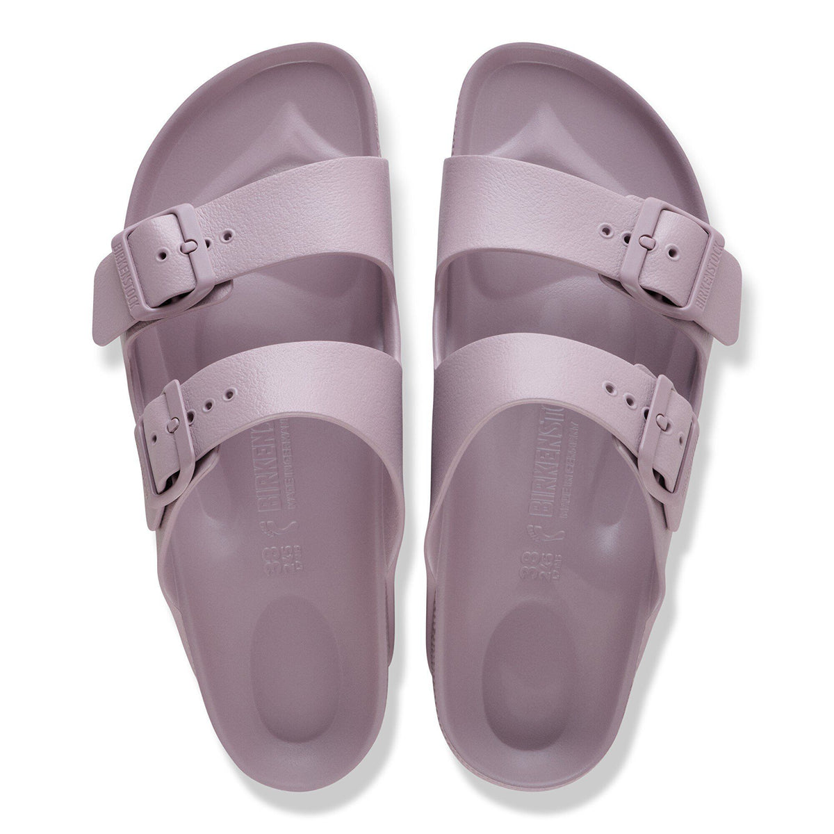 Birkenstock Arizona EVA two-strap sandals with adjustable buckles, top-down view