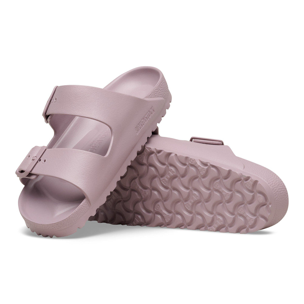 Birkenstock Arizona EVA sandals shown from top and sole angles on white background