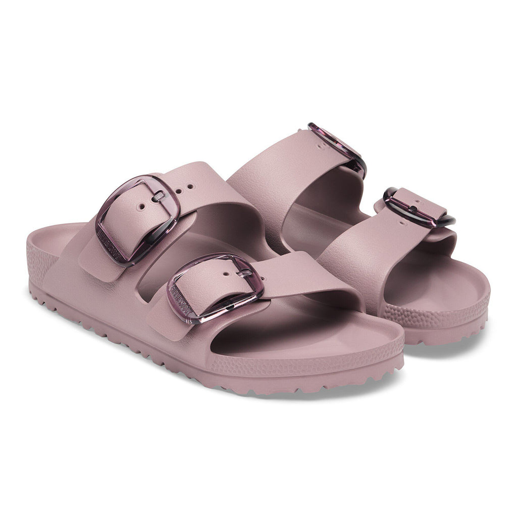 Birkenstock Arizona Big Buckle EVA sandals with two straps and metallic buckles on white background