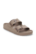 Birkenstock Arizona Big Buckle EVA two-strap slide sandal with oversized buckles on white background