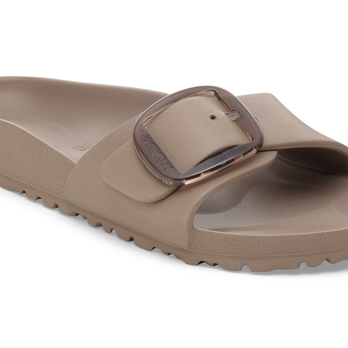 Birkenstock Madrid Big Buckle EVA slide sandal with oversized transparent buckle on single strap