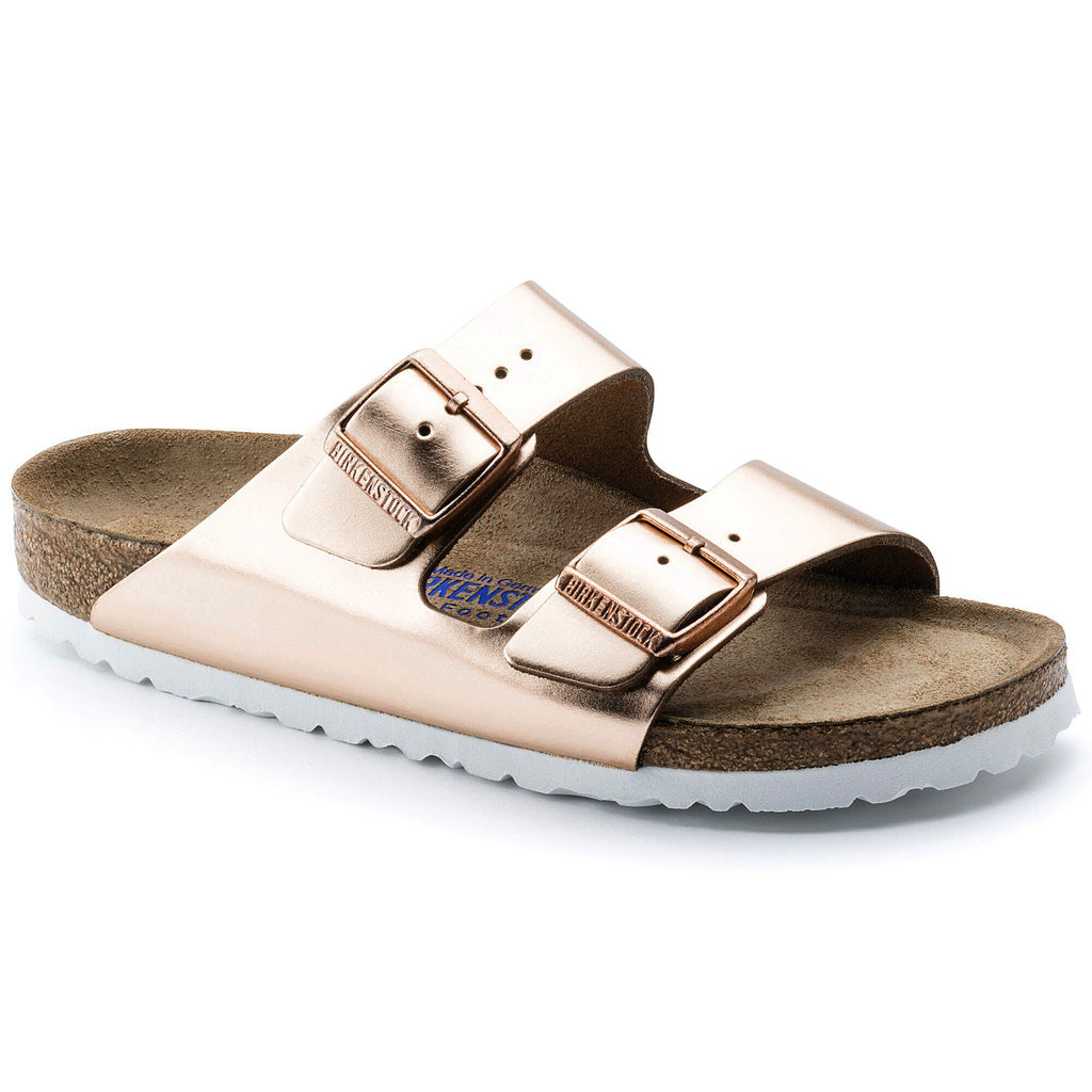 Birkenstock Arizona two-strap sandal with buckles, cork footbed, and white sole
