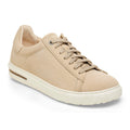 Birkenstock Bend Low sneaker in suede leather with lace-up closure and white sole, angled side view