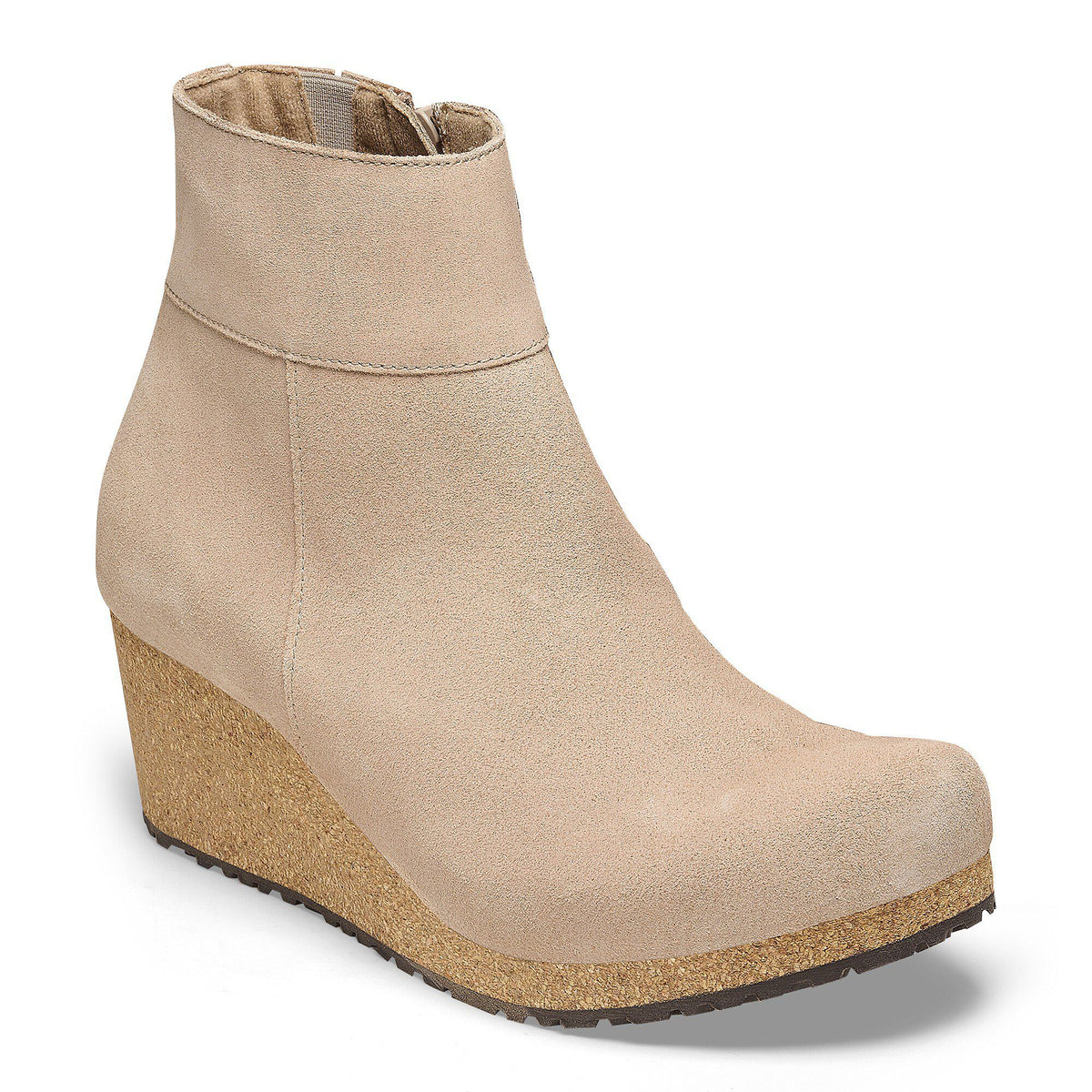 Birkenstock Ebba womens wedge ankle bootie with cork sole and side zipper