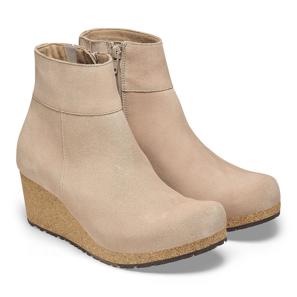 Birkenstock Ebba womens wedge ankle bootie with cork sole and side zipper
