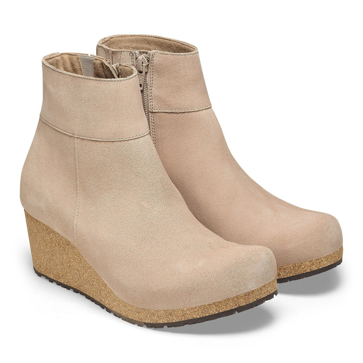 Birkenstock Ebba womens wedge ankle bootie with cork sole and side zipper