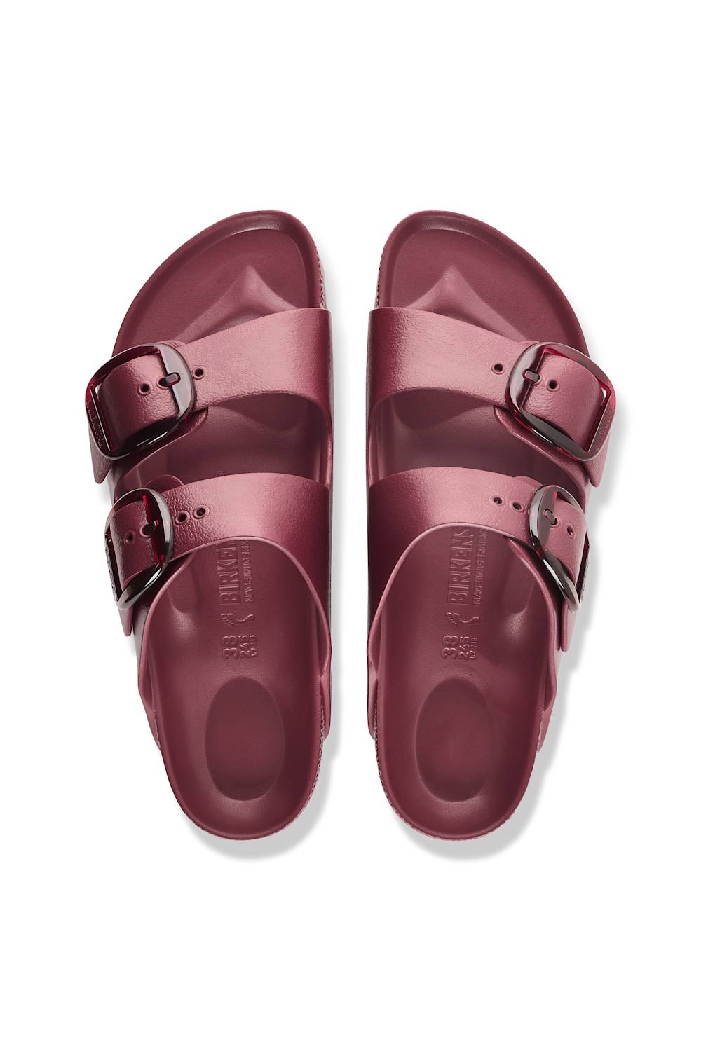 Birkenstock Arizona Big Buckle EVA sandals shown from above, pair facing forward