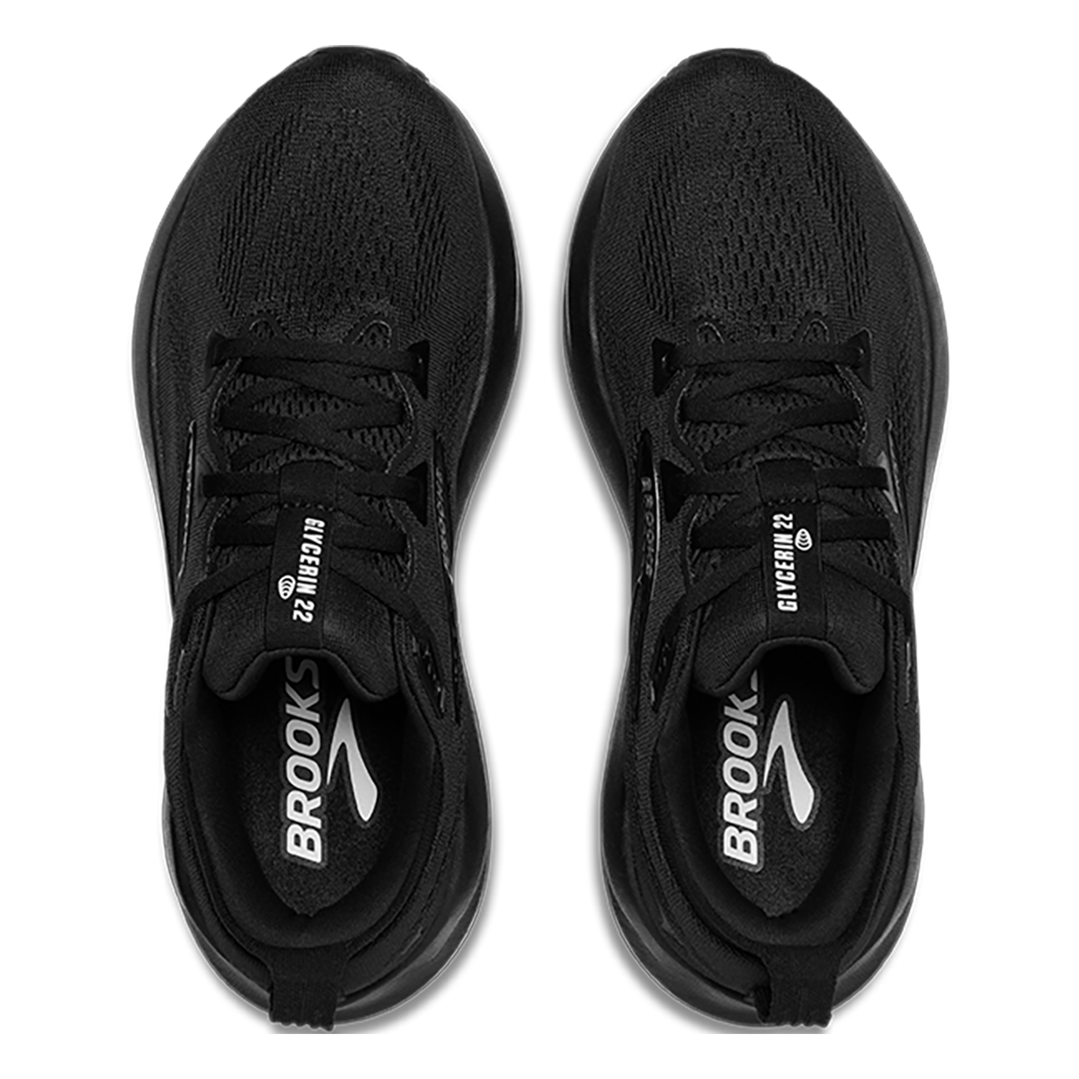 Brooks Glycerin 22 mens running shoes shown from top-down view, pair displayed side by side