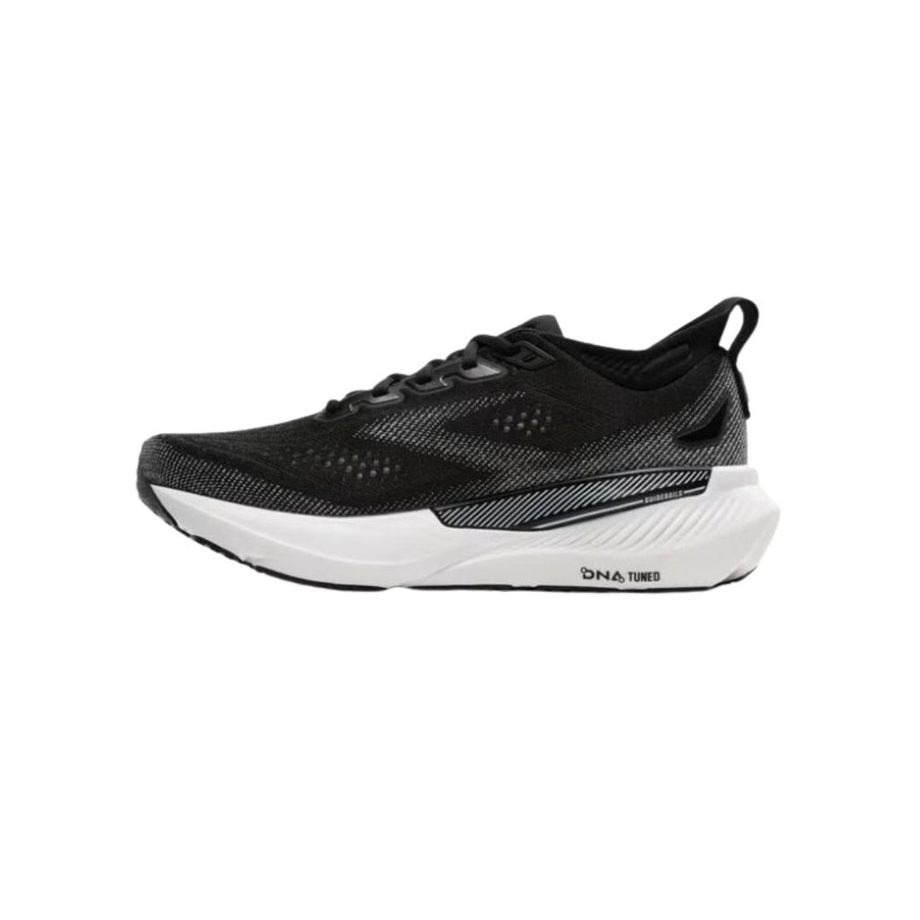 Brooks Glycerin GTS 23 mens running shoe lateral view with white midsole featuring DNA Tuned cushioning