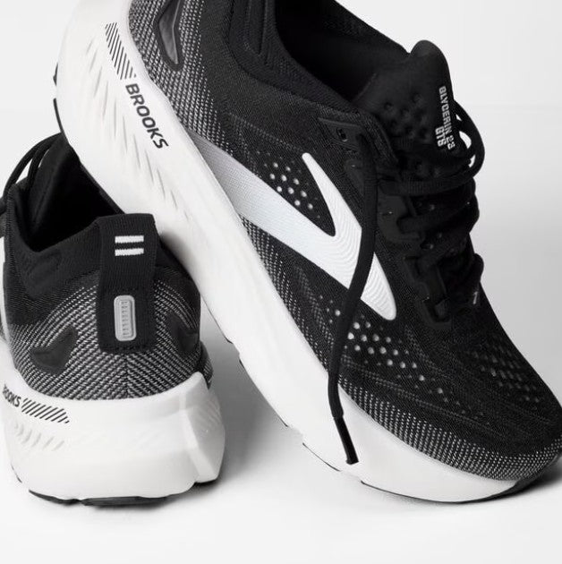 Brooks Glycerin GTS 23 men's running shoes shown from side and rear angles on white background