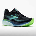 Brooks Adrenaline GTS 25 men's running shoe with black upper and neon green outsole