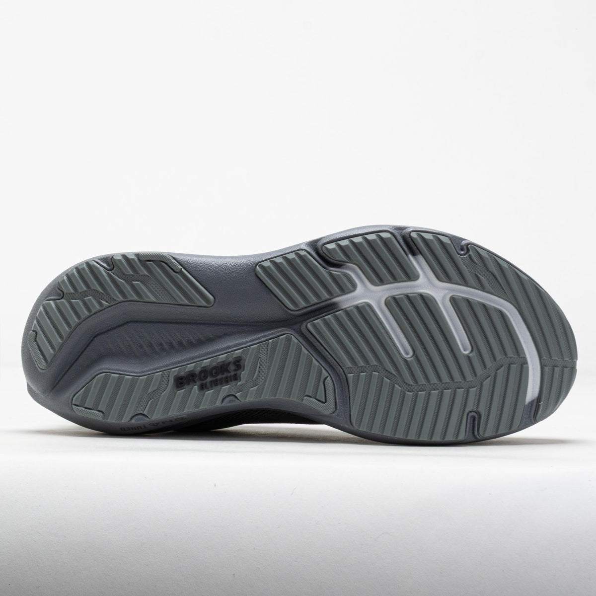 Bottom outsole view of Brooks Glycerin 23 men's running shoe showing tread pattern