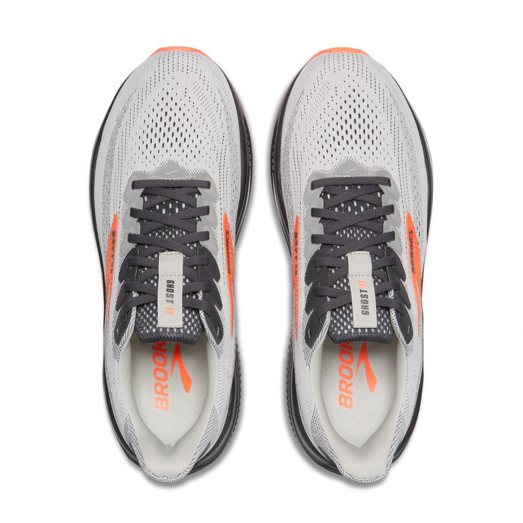 Brooks Ghost 17 mens running shoes shown from above, pair side by side