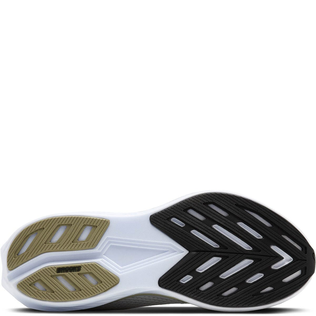 Bottom sole view of Brooks Hyperion 3 men's running shoe showing traction pattern