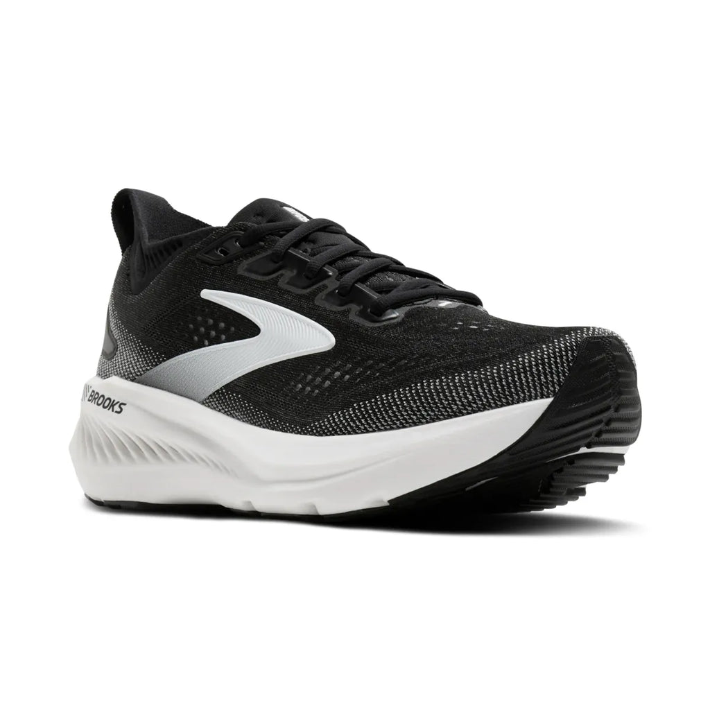 Brooks Glycerin GTS 23 women's running shoe with knit upper and cushioned white midsole