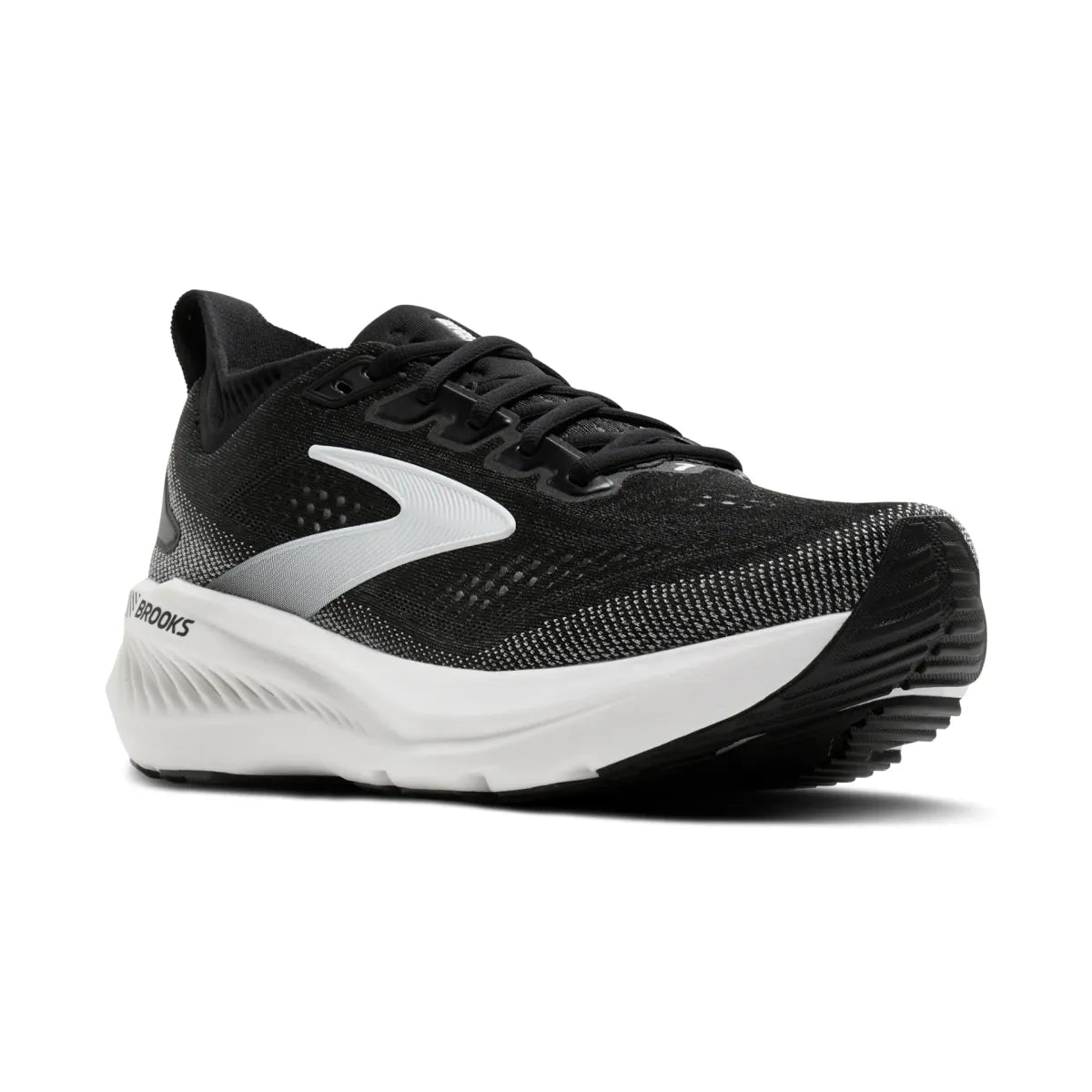 Brooks Glycerin GTS 23 women's running shoe with knit upper and cushioned white midsole