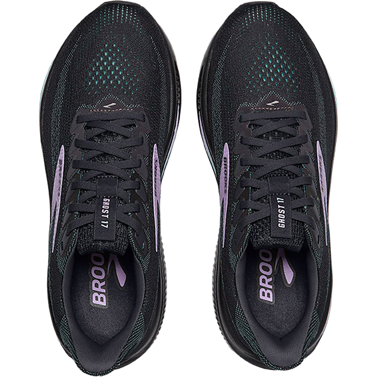 Brooks Ghost 17 women's running shoes shown from above, pair displayed side by side