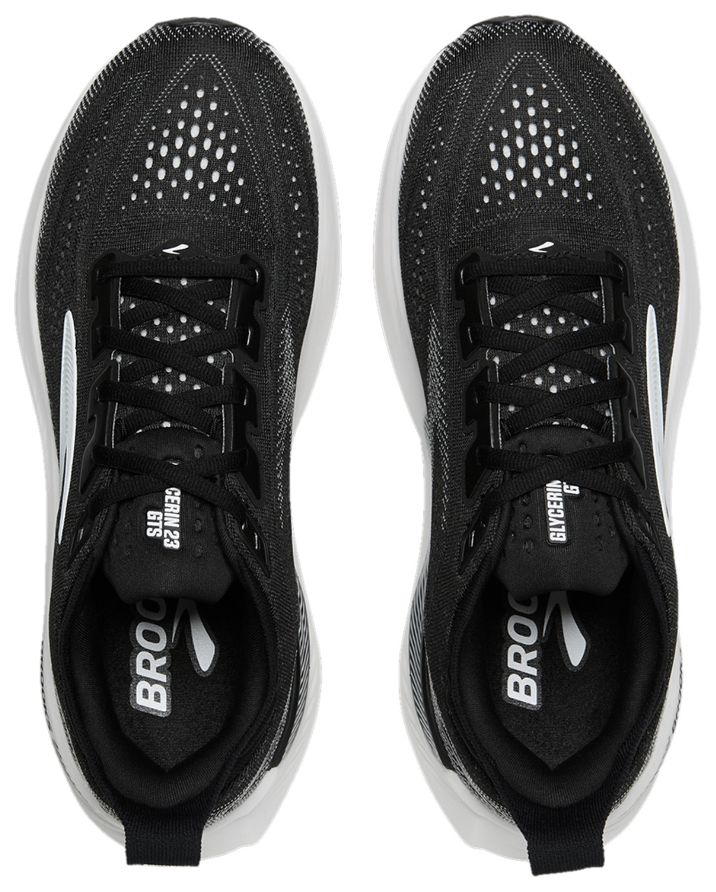 Brooks Glycerin GTS 23 womens running shoes shown from overhead, pair displayed side by side