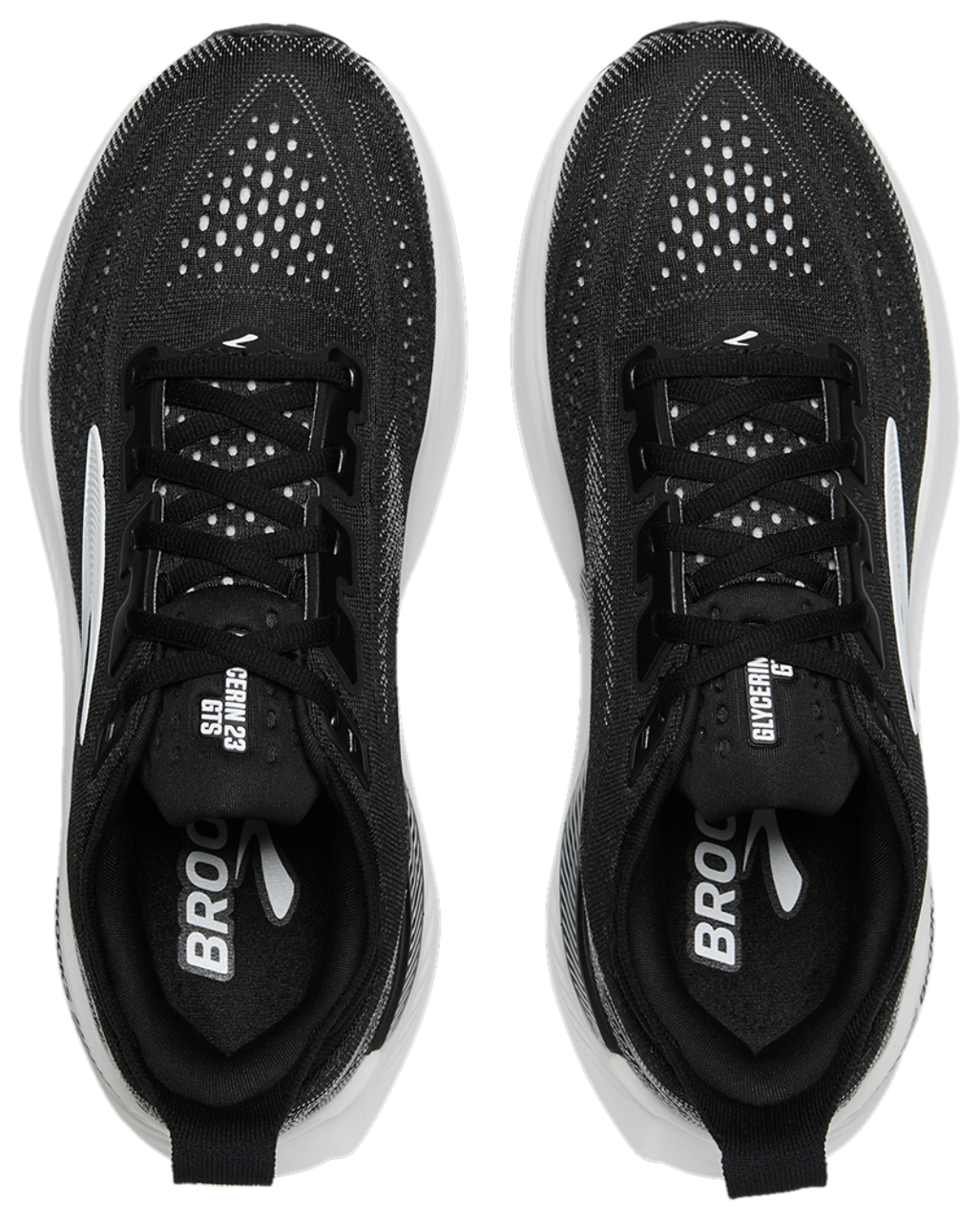 Brooks Glycerin GTS 23 womens running shoes shown from overhead, pair displayed side by side