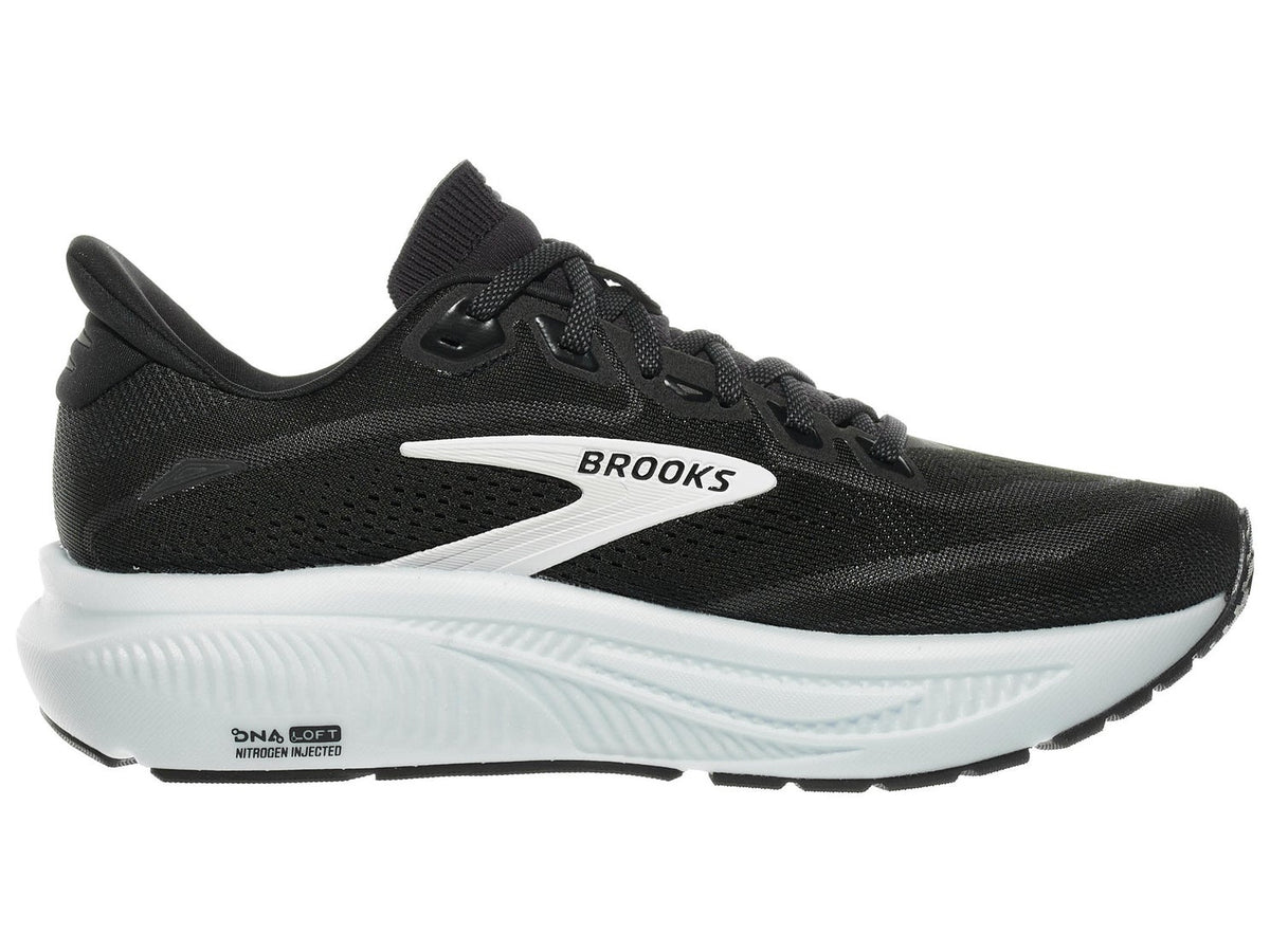 Brooks Ghost 18 women's running shoe with white midsole and DNA LOFT cushioning, lateral view