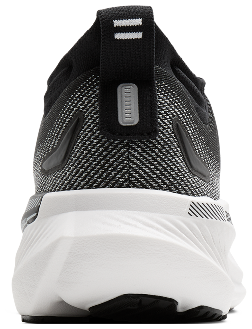 Rear view of Brooks Glycerin GTS 23 running shoe showing heel counter and white midsole