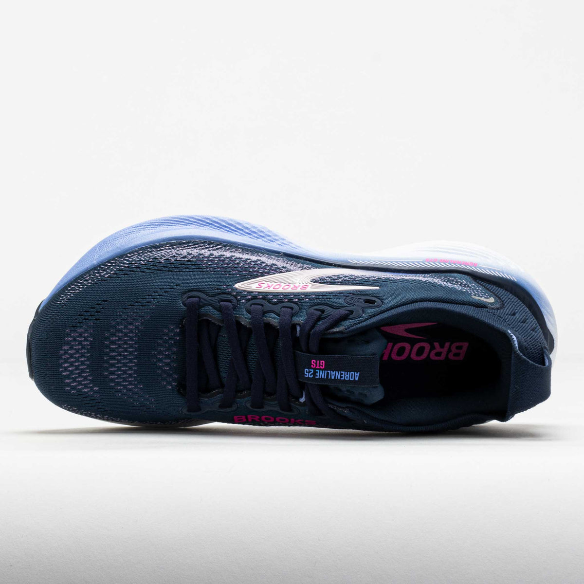Brooks Adrenaline GTS 25 women's running shoe shown from top-down overhead angle