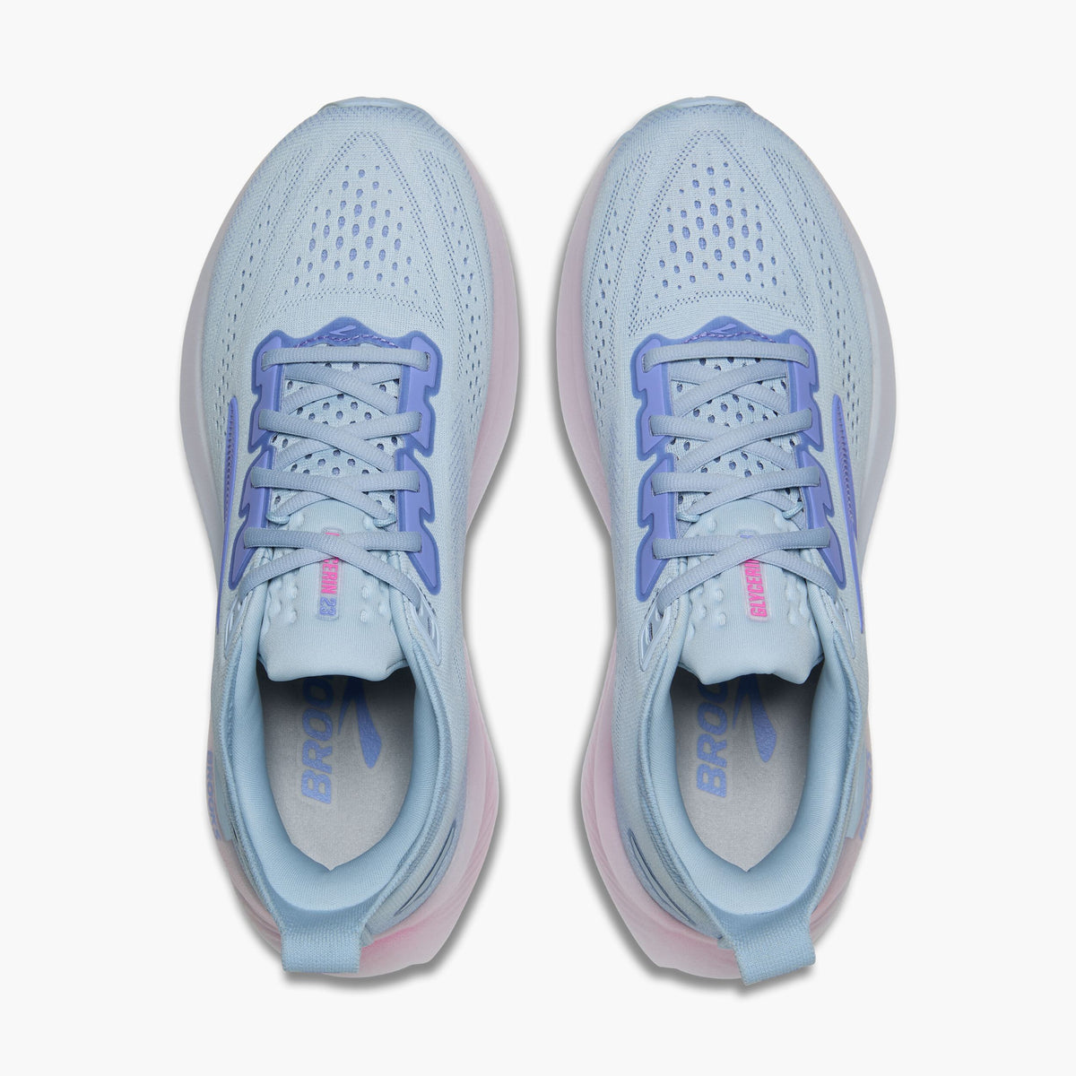 Brooks Glycerin 23 women's running shoes shown from overhead on white background, pair facing up