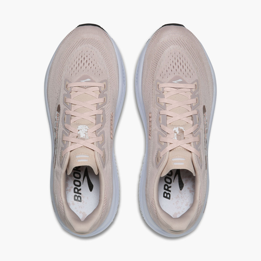 Brooks Ghost 18 women's running shoes shown from top-down view, pair displayed side by side