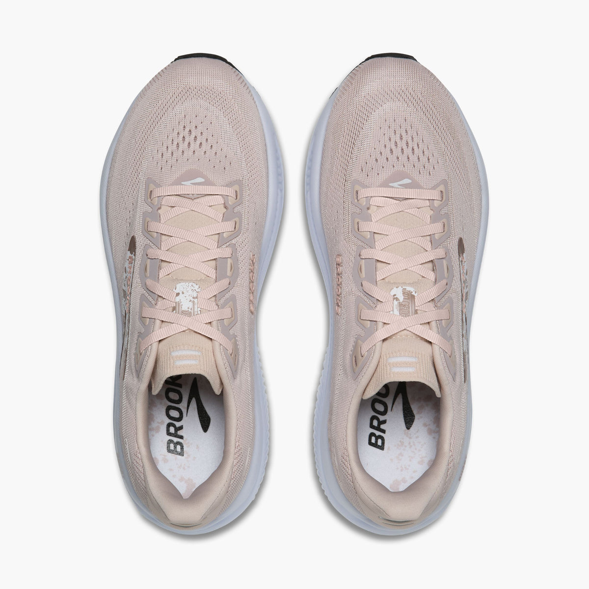 Brooks Ghost 18 women's running shoes shown from top-down view, pair displayed side by side