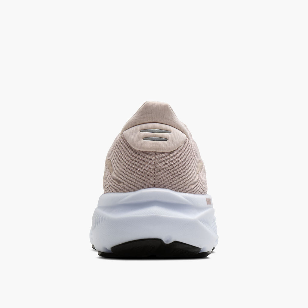 Rear view of Brooks Ghost 18 women's running shoe showing heel collar and white midsole