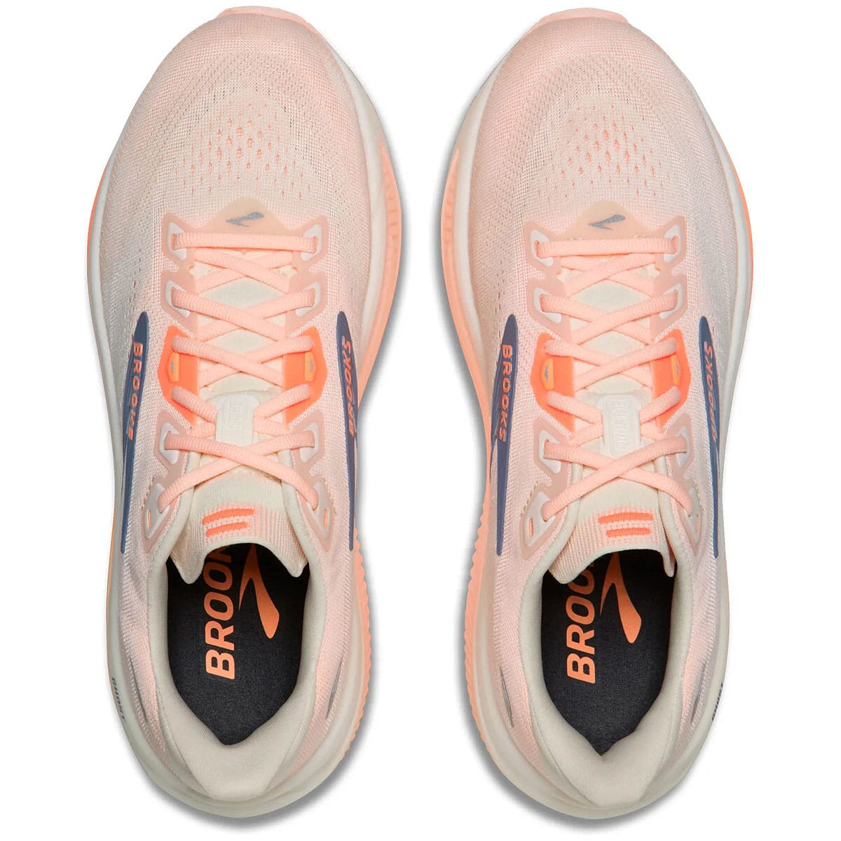 Brooks Ghost 18 womens running shoes shown from above as a pair, laces visible