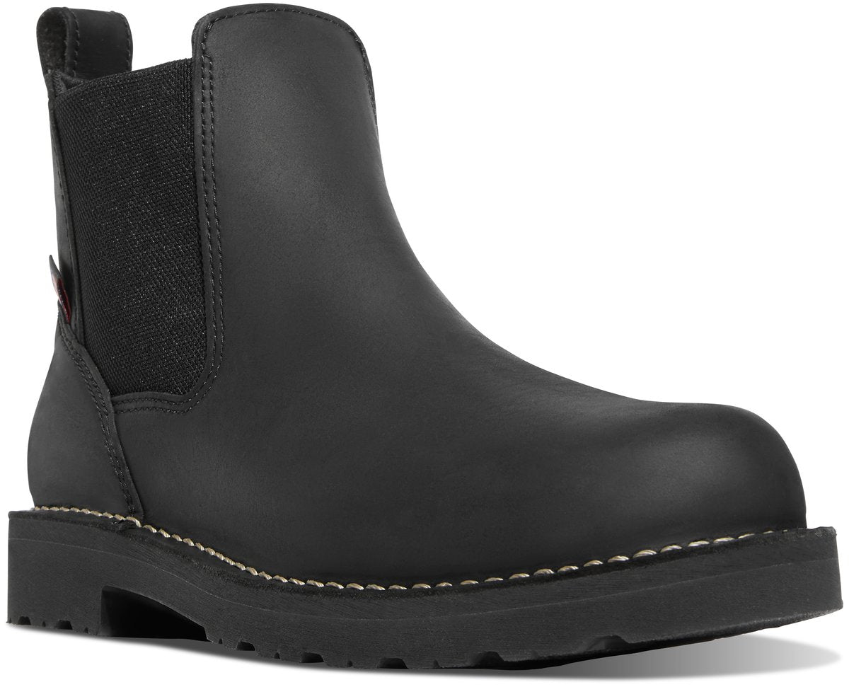 Danner Bull Run Chelsea 6-inch soft toe work boot with elastic side panel and lugged sole