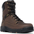 Danner men's tall lace-up leather work boot with black collar and rugged outsole