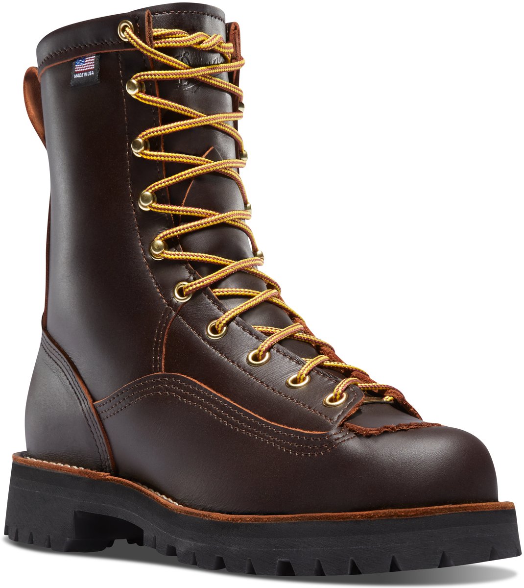 Danner Rain Forest men's tall lace-up leather work boot with lugged rubber outsole