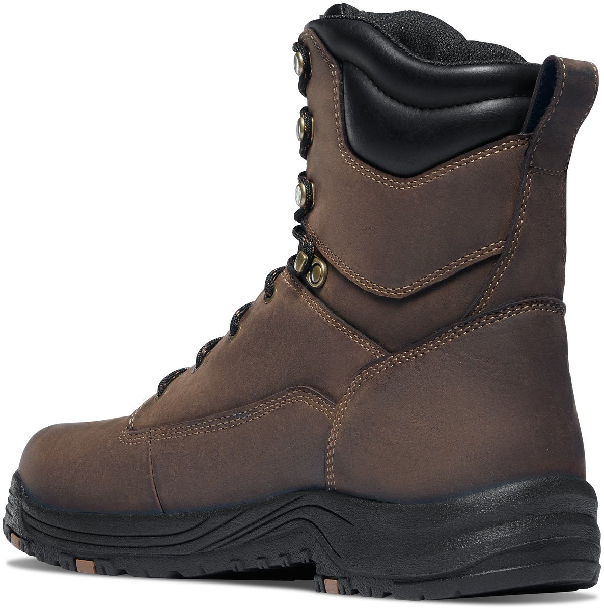 Danner mens lace-up work boot rear view showing heel and ankle collar detail