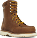 Danner men's 8-inch moc toe work boot with yellow laces and cream wedge sole