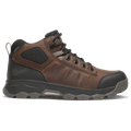 Danner men's mid-cut hiking boot with brown leather upper and olive rugged outsole