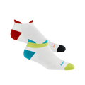 Darn Tough no-show tab running socks shown as a pair with colorful heel and toe accents