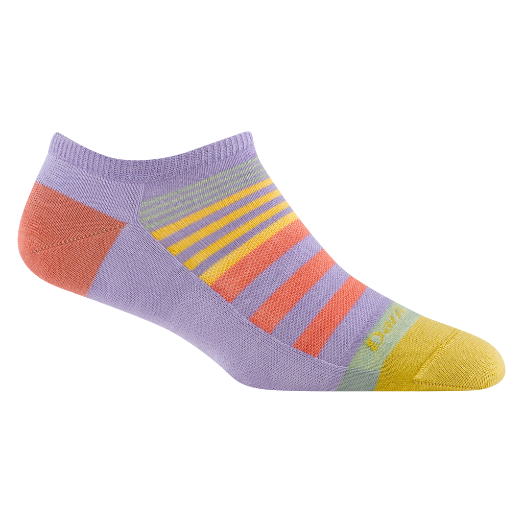 Darn Tough women's no-show ankle sock with multicolor stripes and cushioned toe