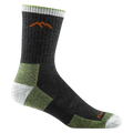 Darn Tough men's micro crew cushion hiking sock with green and gray accents