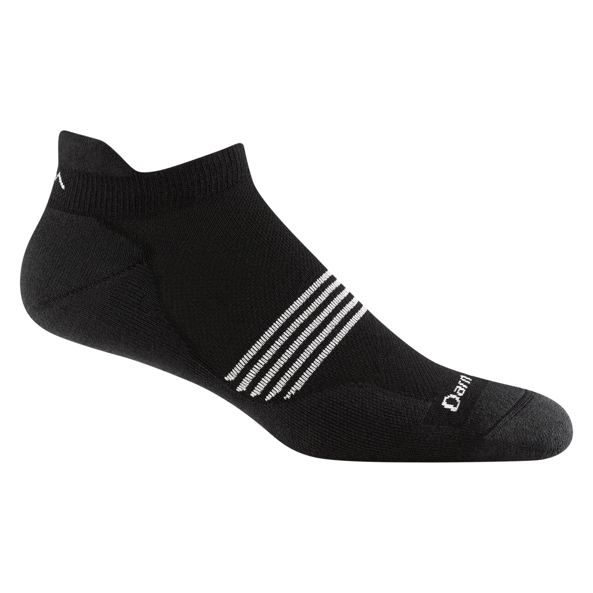 Darn Tough men's lightweight no-show tab athletic sock with white stripe accent detail