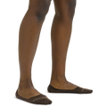 Model wearing Darn Tough no-show invisible socks in dark brown espresso colorway
