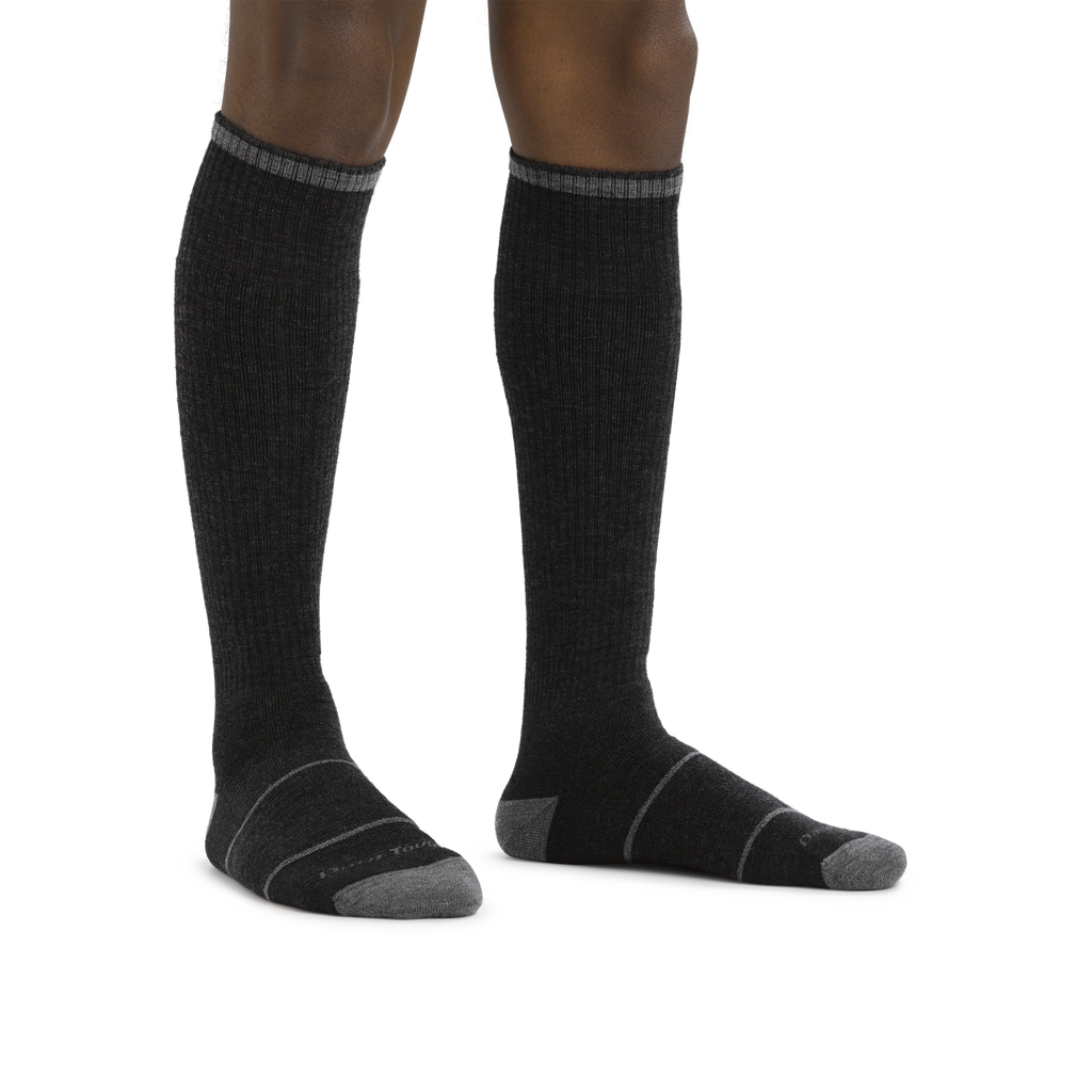 Darn Tough men's over-the-calf work socks with cushioned foot and gray accent trim